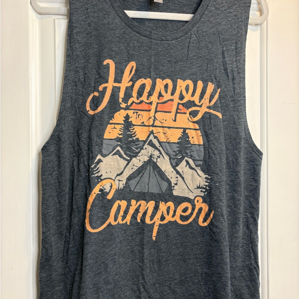 Gray 'Happy Camper' Graphic Tank Top